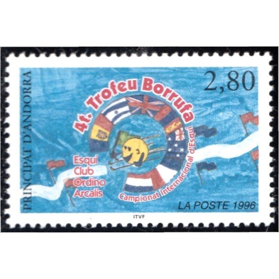 Andorra Francesa 467 1996 Trofeo Barrufa Campeonato mundial de Esquí MNH Andorra Francesa 467 1996 Trofeo Barrufa Campeonato mundial de Esquí MNH