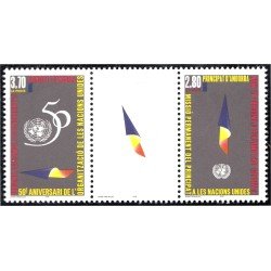 Andorra Francesa 464/65A 1995 50 Aniversario de las Naciones Unidas MNH Andorra Francesa 464/65A 1995 50 Aniversario de las Naciones Unidas MNH