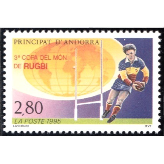 Andorra Francesa 455 1995 Copa del Mundo de Rugby MNH Andorra Francesa 455 1995 Copa del Mundo de Rugby MNH