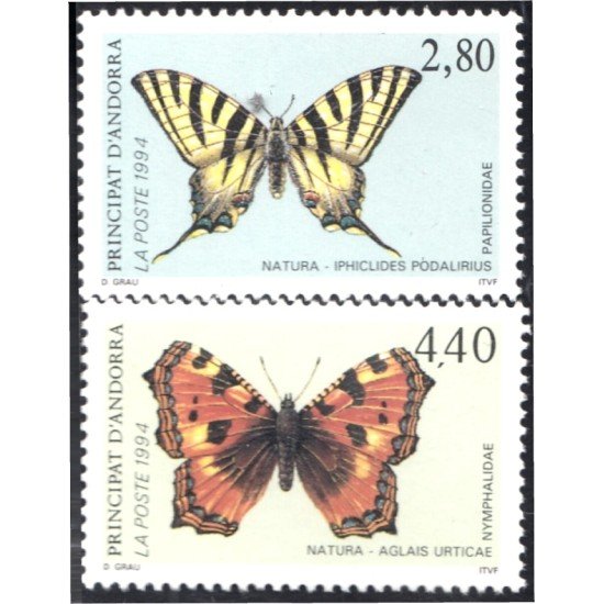 Andorra Francesa 451/52 1994 Mariposas Butterflies MNH Andorra Francesa 451/52 1994 Mariposas Butterflies MNH