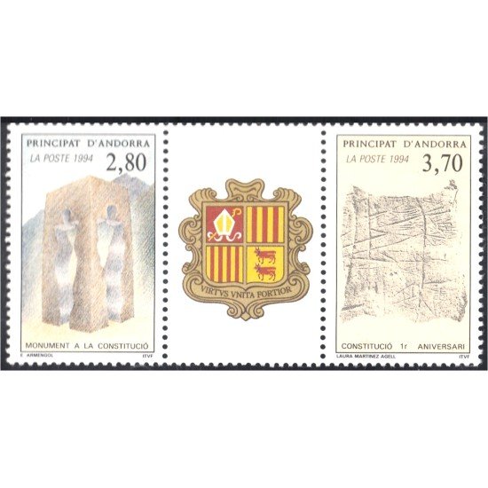 Andorra Francesa 442/43-A 1994 La Constitución MNH Andorra Francesa 442/43-A 1994 La Constitución MNH