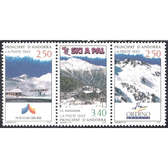 Andorra Francesa 427/29A 1993 Estaciones de esquí andorranasMNH Andorra Francesa 427/29A 1993 Estaciones de esquí andorranasMNH