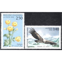Andorra Francesa 420/21 1992 Flora y Fauna Flores Águila MNH Andorra Francesa 420/21 1992 Flora y Fauna Flores Águila MNH
