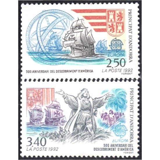 Andorra Francesa 416/17 1992 500 Aniversario del descubrimiento de América MNH Andorra Francesa 416/17 1992 500 Aniversario del descubrimiento de América MNH