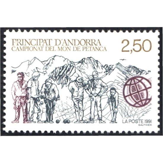 Andorra Francesa 407 1991 Campeonato del mundo de Petanca MNH Andorra Francesa 407 1991 Campeonato del mundo de Petanca MNH