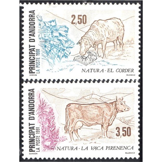 Andorra Francesa 405/06 1991 Animales Cordero Vaca MNH Andorra Francesa 405/06 1991 Animales Cordero Vaca MNH
