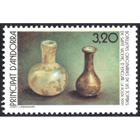 Andorra Francesa 404 1991 Botellas antiguas MNH Andorra Francesa 404 1991 Botellas antiguas MNH