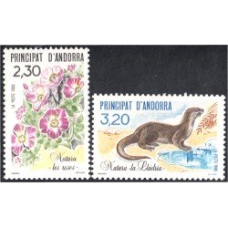 Andorra Francesa 393/94 1990 Flora y fauna Flores y la nutria MNH Andorra Francesa 393/94 1990 Flora y fauna Flores y la nutria MNH