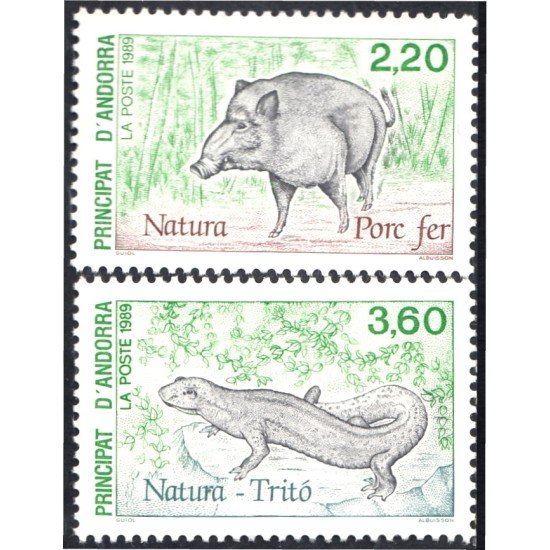 Andorra Francesa 382/83 1989 Fauna Cerdo Lagarto MNH Andorra Francesa 382/83 1989 Fauna Cerdo Lagarto MNH
