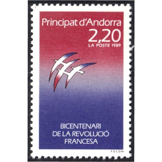 Andorra Francesa 376 1989 Bicentenario de la Revolución Francesa MNH Andorra Francesa 376 1989 Bicentenario de la Revolución Francesa MNH