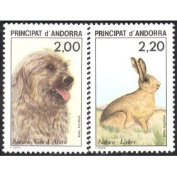 Andorra Francesa 373/74 1988 Animales Perro Liebre MNH Andorra Francesa 373/74 1988 Animales Perro Liebre MNH