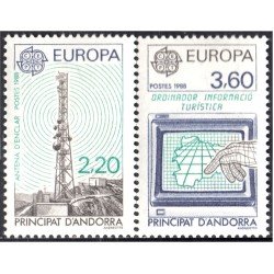 Andorra Francesa 369/70 1988 Europa Antena Ordenador informático MNH Andorra Francesa 369/70 1988 Europa Antena Ordenador informático MNH