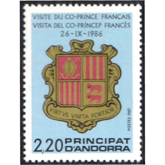 Andorra Francesa 355 1987 Escudo de Andorra MNH