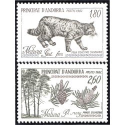 Andorra Francesa 306/07 1982 Fauna Gato Pino silvestre MNH Andorra Francesa 306/07 1982 Fauna Gato Pino silvestre MNH