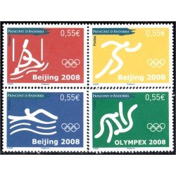 Andorra Francesa 658/61 2008 Juegos Olímpicos de Pekín MNH Andorra Francesa 658/61 2008 Juegos Olímpicos de Pekín MNH