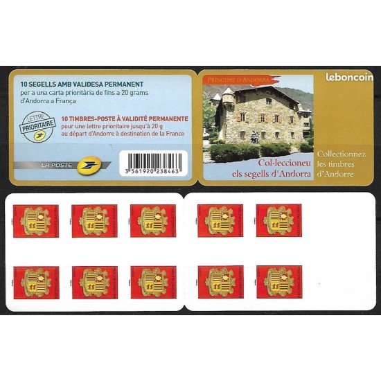 Andorra Francesa 638C 2007 Escudos Colección sellos de Andorra MNH carnet Andorra Francesa 638C 2007 Escudos Colección sellos de Andorra MNH carnet