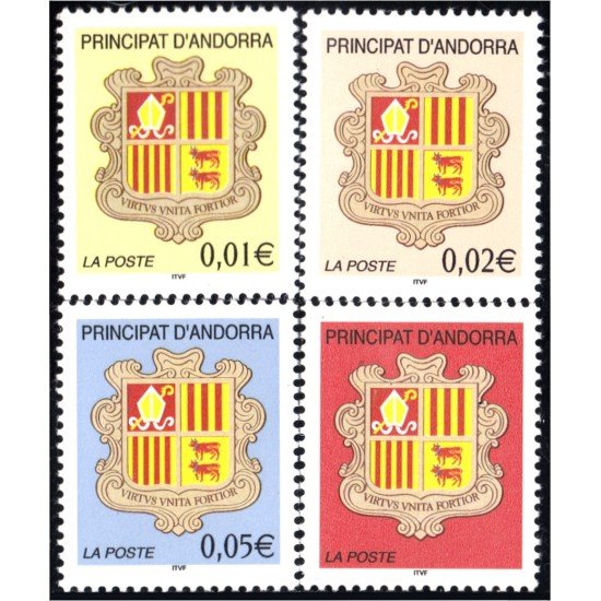 Andorra Francesa 555/58 2002 Escudo de Andorra MNH Andorra Francesa 555/58 2002 Escudo de Andorra MNH