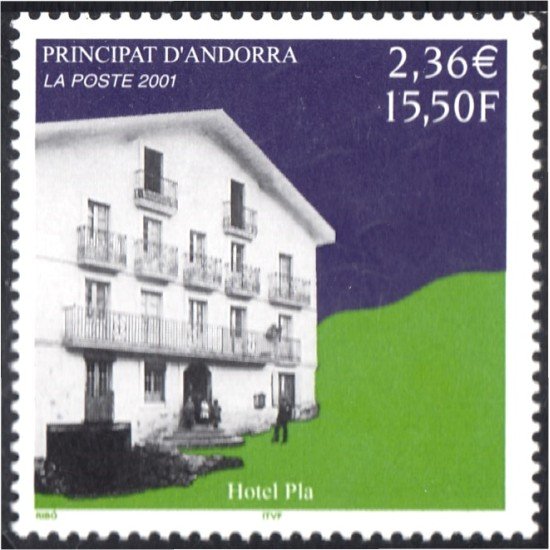 Andorra Francesa 553 2001 Hotel Pla MNH Andorra Francesa 553 2001 Hotel Pla MNH