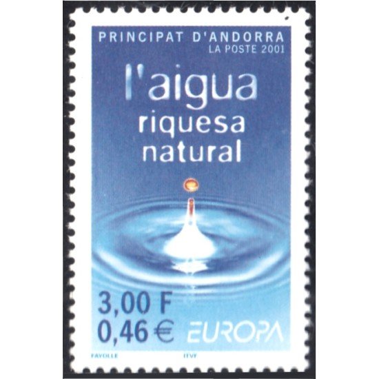 Andorra Francesa 546 2001 Europa Agua riqueza Natural MNH Andorra Francesa 546 2001 Europa Agua riqueza Natural MNH