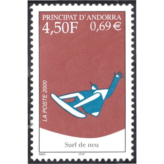Andorra Francesa 526 2000 Surf sobre nieve MNH Andorra Francesa 526 2000 Surf sobre nieve MNH