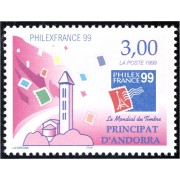Andorra Francesa 518 1999 Philexfrance 99 Día mundial del sello  MNH