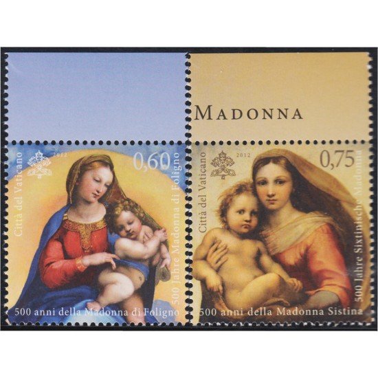Vaticano 1584/85 2012 500 años de la Virgen de Foligno MNH Vaticano 1584/85 2012 500 años de la Virgen de Foligno MNH