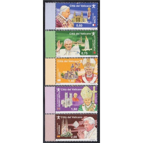 Vaticano 1574/78 2011 Viajes de SS Benedicto XVI MNH