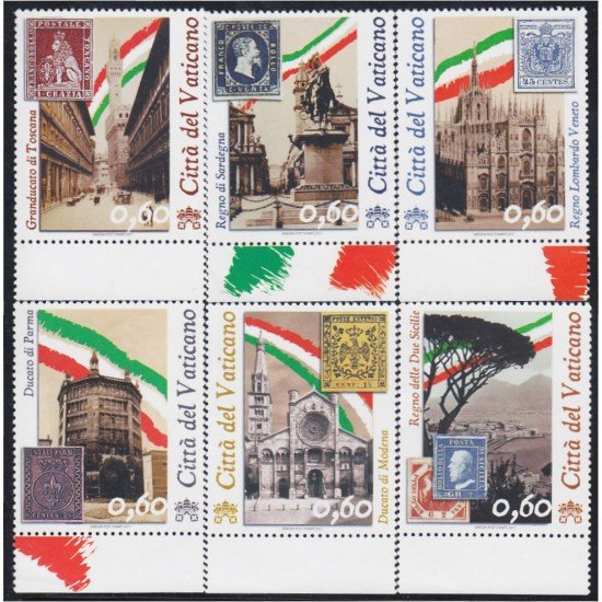 Vaticano 1543/48 2011 150 Aniversario de la unidad de Italia MNH Vaticano 1543/48 2011 150 Aniversario de la unidad de Italia MNH