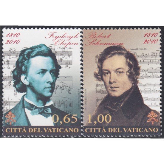 Vaticano 1526/27 2010 Músicos Frederic Chopin y Robert Schuman MNH Vaticano 1526/27 2010 Músicos Frederic Chopin y Robert Schuman MNH