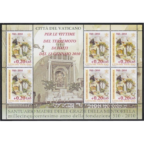 Vaticano 1515 2010 Minihojita Santuario Madre de Gracia de la Mentorella MNH Vaticano 1515 2010 Minihojita Santuario Madre de Gracia de la Mentorella MNH