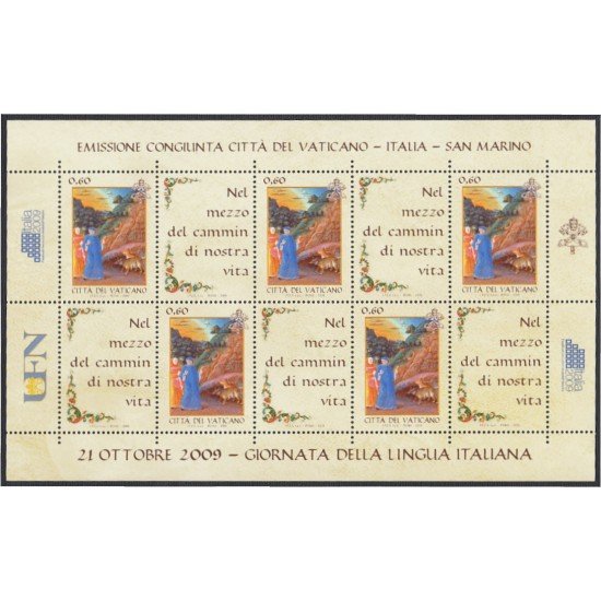 Vaticano 1506 2009 Minihojita 21 Octubre Día de la Lengua Italiana MNH Vaticano 1506 2009 Minihojita 21 Octubre Día de la Lengua Italiana MNH
