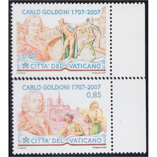 Vaticano 1433/34 2007 Carlo Goldoni Actor MNH Vaticano 1433/34 2007 Carlo Goldoni Actor MNH
