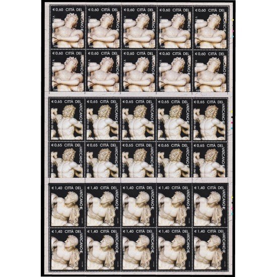 Vaticano 1417/19 2006 Minihojita 500º Aniv. Museo Vaticano Escultura griega Laoconte MNH Vaticano 1417/19 2006 Minihojita 500º Aniv. Museo Vaticano Escultura griega Laoconte MNH