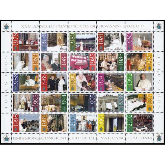 Vaticano 1283/07 2003 25 Años del pontificio de Giovanni Paolo II MNH Vaticano 1283/07 2003 25 Años del pontificio de Giovanni Paolo II MNH
