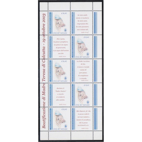 Vaticano HB 25 2003 Madre Teresa de Calcuta MNH Vaticano HB 25 2003 Madre Teresa de Calcuta MNH