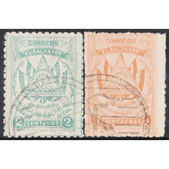 El Salvador SO 202/03 1915 Escudos Shields usados El Salvador SO 202/03 1915 Escudos Shields usados