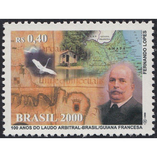 Brasil Brazil 2660 2000 100° del arbitraje sobre la frontera entre Barsil y Guayana Francesa MNH