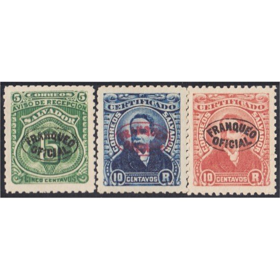 El Salvador SO 90/92 1898 Aviso de recepción sin goma El Salvador SO 90/92 1898 Aviso de recepción sin goma