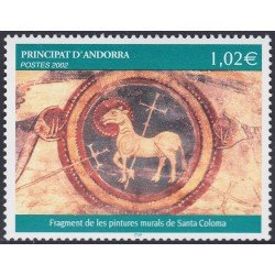 Andorra Francesa 574 2002 Fragmento de pintura mural de Santa Coloma MNH Andorra Francesa 574 2002 Fragmento de pintura mural de Santa Coloma MNH