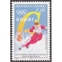 Andorra Francesa 498 1998 Juegos olímpicos de invierno Esquí MNH Andorra Francesa 498 1998 Juegos olímpicos de invierno Esquí MNH