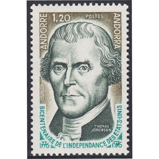 Andorra Francesa 255 1976 Thomas Jefferson MNH Andorra Francesa 255 1976 Thomas Jefferson MNH
