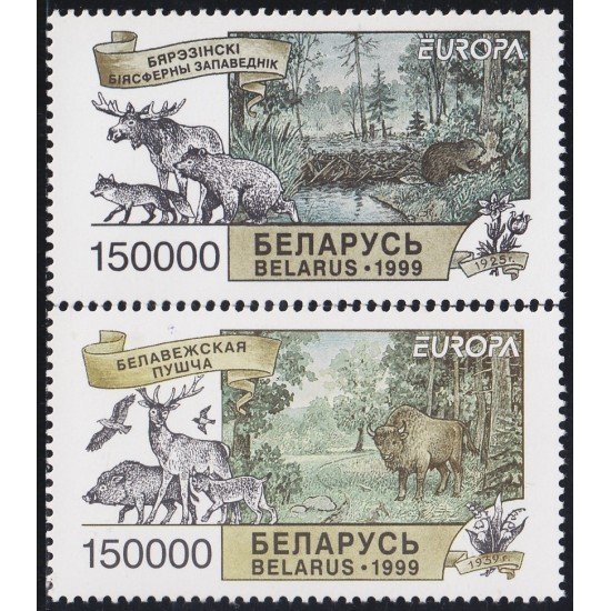 Bielorrusia 287/88 1999 Europa Reservas y Parques Naturales MNH