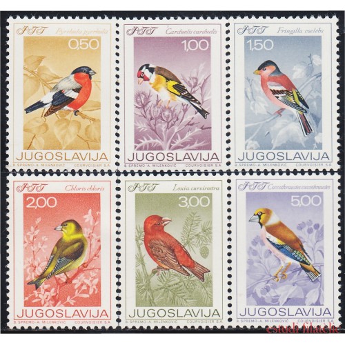 Yugoslavia 1177/82 1968 Pájaros diversos Birds MNH