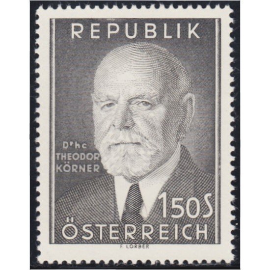 Österreich Austria 864 1957 Muerte del Presidente Theodor Körner MNH Österreich Austria 864 1957 Muerte del Presidente Theodor Körner MNH
