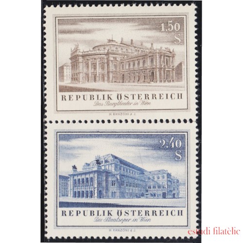 Austria Österreich 853/54 1955 Reconstrucción de Teatros de Viena MNH