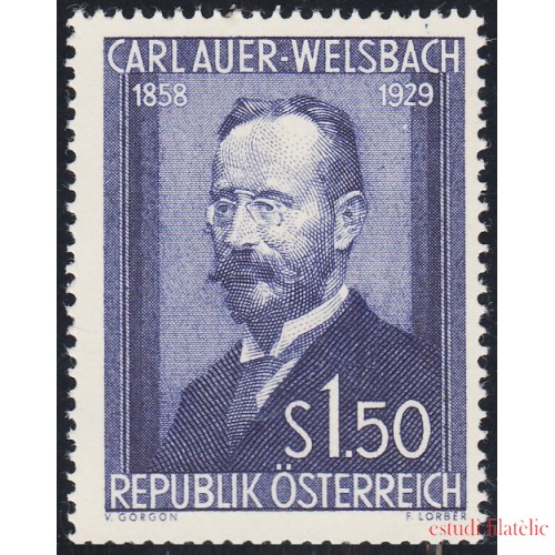 Austria Österreich 840 1954 Químico Carl Auer von Welsbach MNH