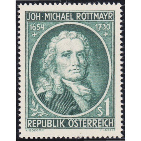 Österreich Austria 839 1954 Pintor Johann Michael Rottmayr von Rosenbrunn MNH Österreich Austria 839 1954 Pintor Johann Michael Rottmayr von Rosenbrunn MNH