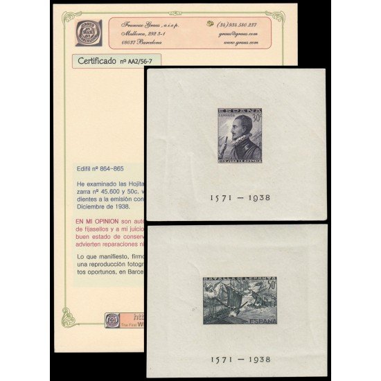 España Spain 864/65 1938 Batalla de Lepanto Don Juan de Austria MNH España Spain 864/65 1938 Batalla de Lepanto Don Juan de Austria MNH