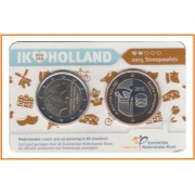Holanda 2015 Cartera Oficial Coin Card Moneda 2 € + Medalla Stroopwafels