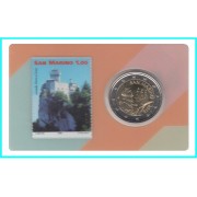 San Marino 2018 Cartera Oficial Coin Card Moneda 2 € + sello 